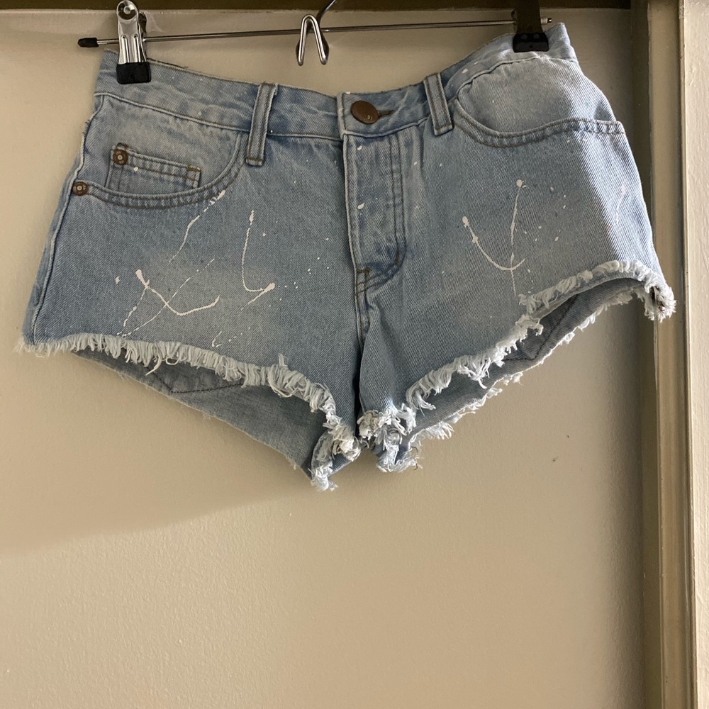 The Frayed mid rise Jean shorts